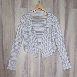 🛍Free People Womens Medium Cropped Open Front Cardigan Stripe Metallic‎ Eloise